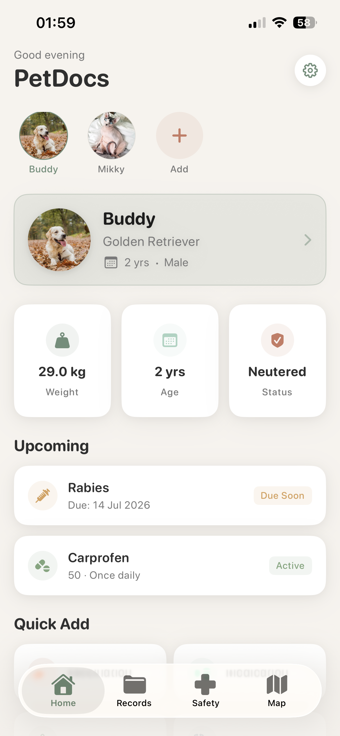PetDocs app screenshot